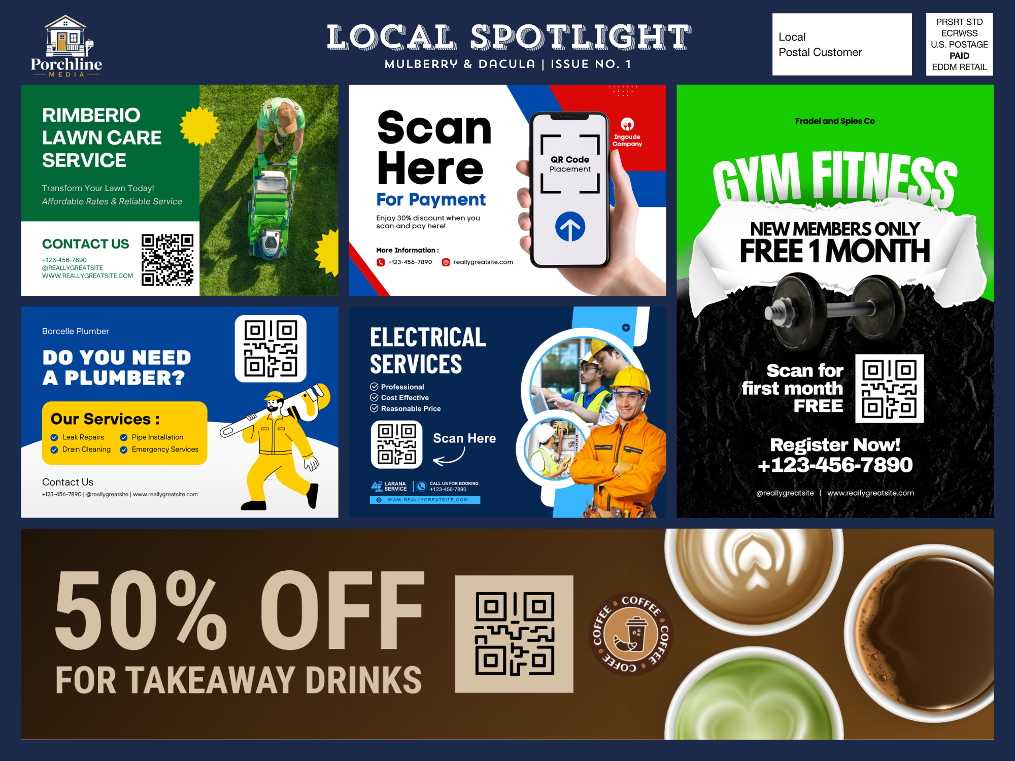 A real Local Spotlight postcard mailed to ~5,000 homes around Mulberry and Dacula